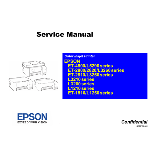 Epson English L3250-3258 Series ET-4800 L5290 2810 2800 2820 L3260 3210 1210 1810 1250 Series Service Manual