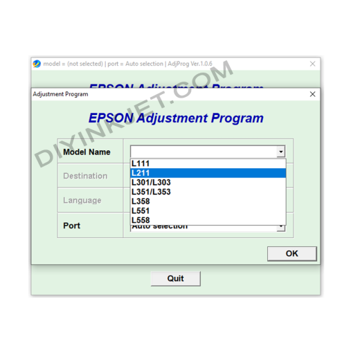 Epson L111 L211 L301 L303 L351 L353 L358 L551 L558 Adjustment Program