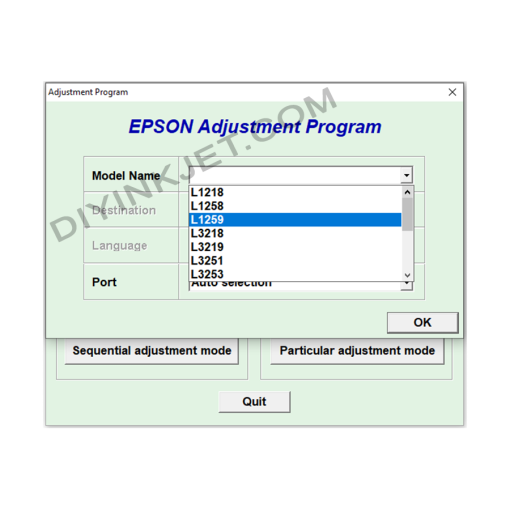 Epson L1218 L1258 L1259 L3218 L3219 L3251 L3253 L3256 L3268 L3266 L3267 L3268 L3269 L5298 Adjustment Program