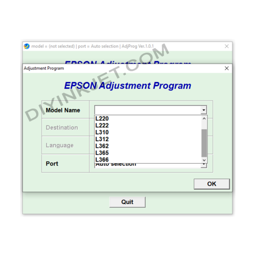 Epson L130 L132 L220 L222 L310 L312 L362 L365 L366 Adjustment Program
