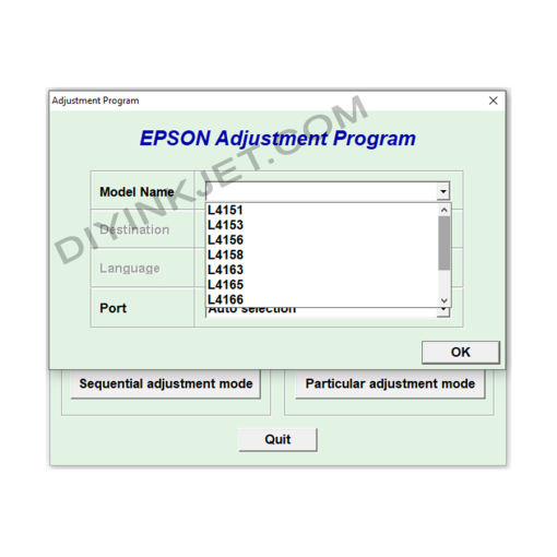 Epson L4151 L4153 L4156 L4158 L4163 L4165 L4166 L4167 L4168 L4169 Adjustment Program