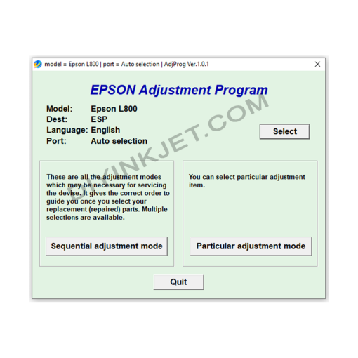 Epson L800 Adjustment Program