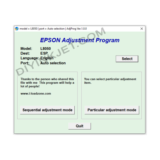 Epson L8050 Adjustment Program