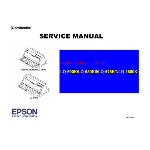 Epson LQ-690K 680KII 675KT 2680K Dot Matrix Printer English Service Manual