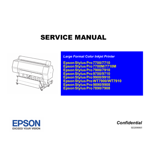 Epson Pro 7700 7710 7900 7910 9700 9710 9900 9910 9890 9908 7890 7908 Plotter English Service Manual