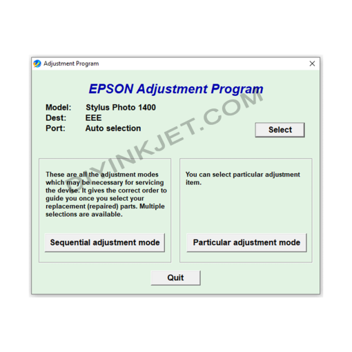Epson Stylus Photo 1400 Adjustment Program