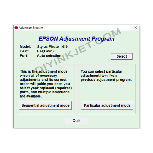 Epson Stylus Photo 1410 Adjustment Program