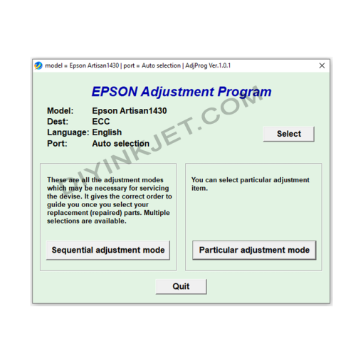 Epson Stylus Photo 1430 Adjustment Program