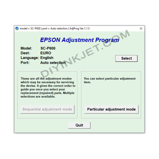 Epson Sure Color P600 Adjustment Program