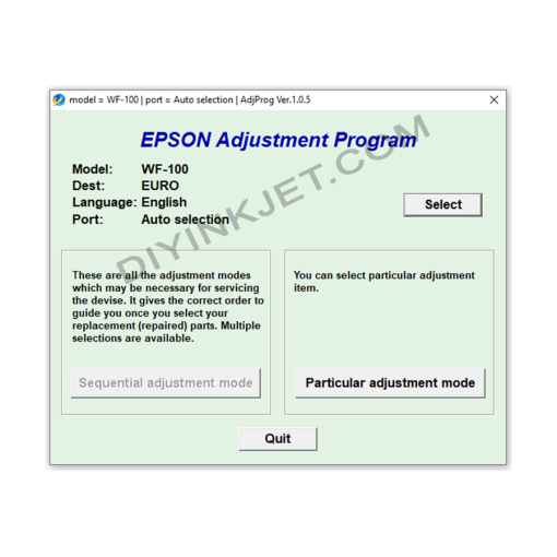 Epson WF-100 Adjustment Program