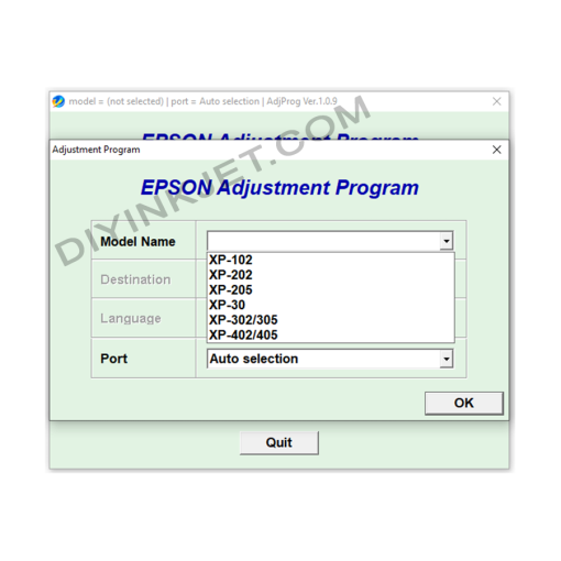 Epson XP-102 XP-202 XP-205 XP-30 XP-302 XP-305 XP-402 XP-405 Adjustment Program