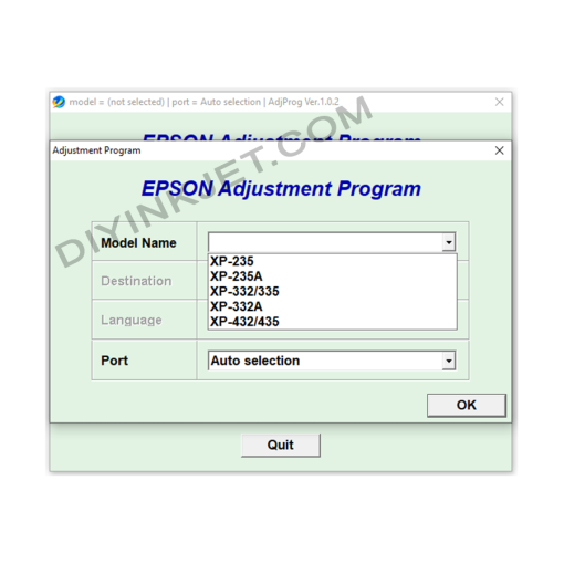 Epson XP-235 XP-235A XP-332 XP-335 XP-332A XP-432A XP-432 XP-435 Adjustment Program