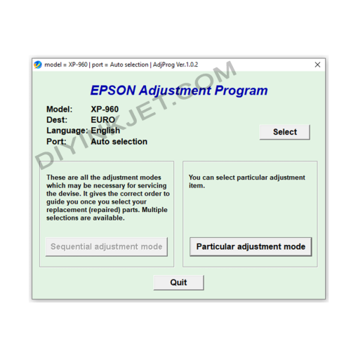 Epson XP-960 Adjustment Program